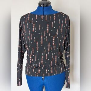 Veronica M Black and Brown Patterned Blouse